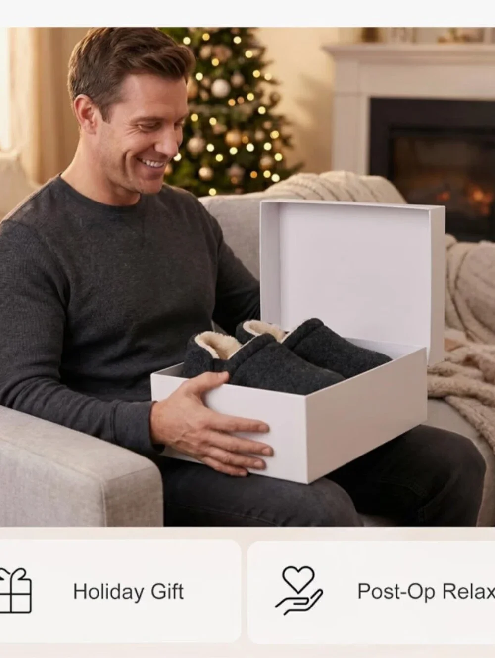 Men's Slippers Warm Bedroom Indoor Memory Foam Winter House Shoes